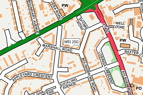 NR3 2SG map - OS OpenMap – Local (Ordnance Survey)