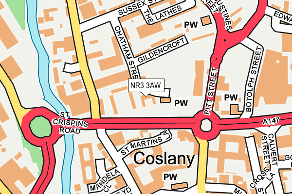 NR3 3AW map - OS OpenMap – Local (Ordnance Survey)