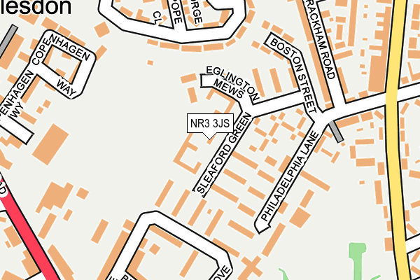 NR3 3JS map - OS OpenMap – Local (Ordnance Survey)