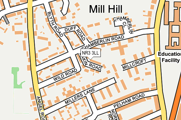 NR3 3LL map - OS OpenMap – Local (Ordnance Survey)