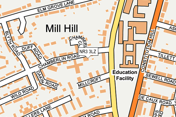 NR3 3LZ map - OS OpenMap – Local (Ordnance Survey)