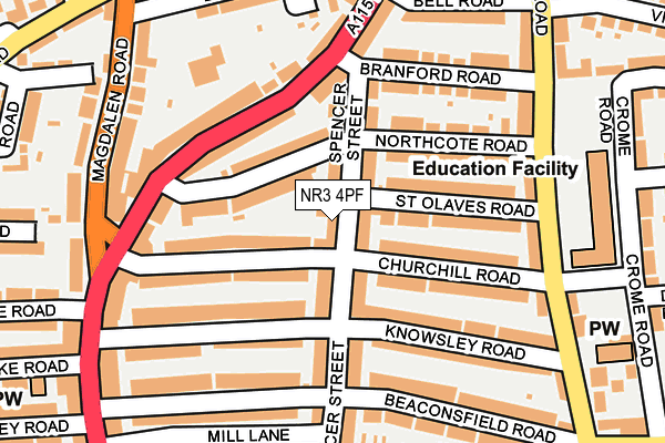 NR3 4PF map - OS OpenMap – Local (Ordnance Survey)