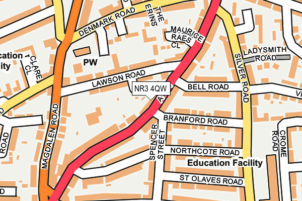 NR3 4QW map - OS OpenMap – Local (Ordnance Survey)