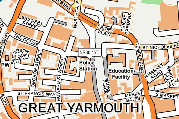 NR30 1YT map - OS OpenMap – Local (Ordnance Survey)