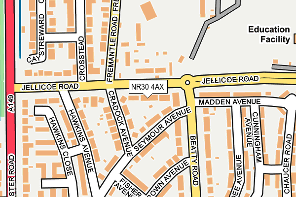 NR30 4AX map - OS OpenMap – Local (Ordnance Survey)