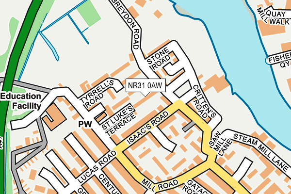 NR31 0AW map - OS OpenMap – Local (Ordnance Survey)
