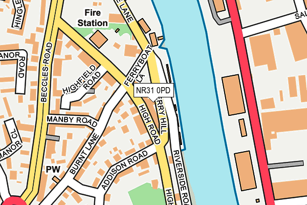 NR31 0PD map - OS OpenMap – Local (Ordnance Survey)