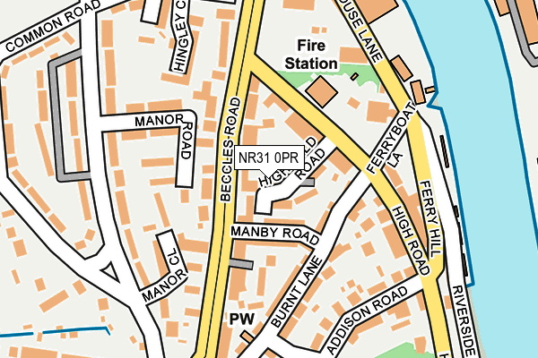 NR31 0PR map - OS OpenMap – Local (Ordnance Survey)