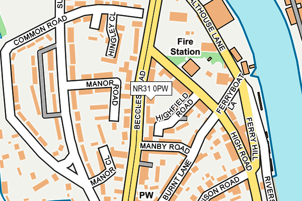 NR31 0PW map - OS OpenMap – Local (Ordnance Survey)