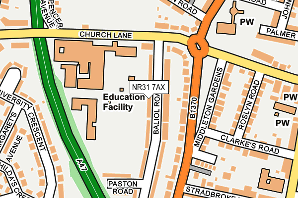 NR31 7AX map - OS OpenMap – Local (Ordnance Survey)