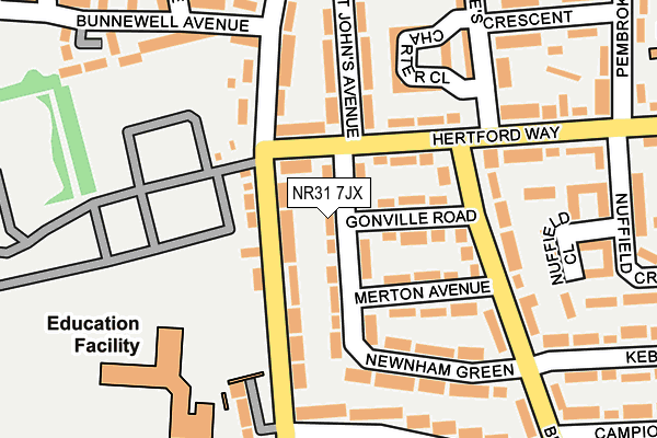 NR31 7JX map - OS OpenMap – Local (Ordnance Survey)