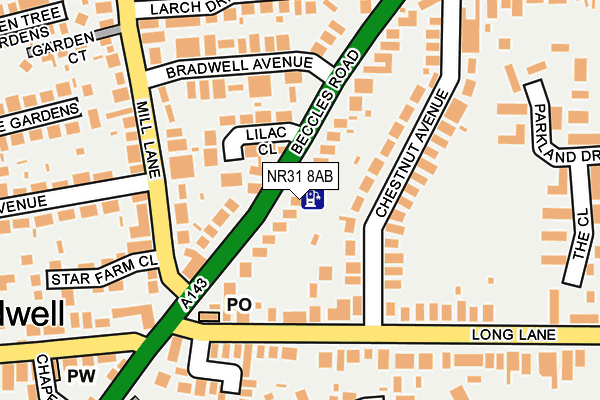 NR31 8AB map - OS OpenMap – Local (Ordnance Survey)