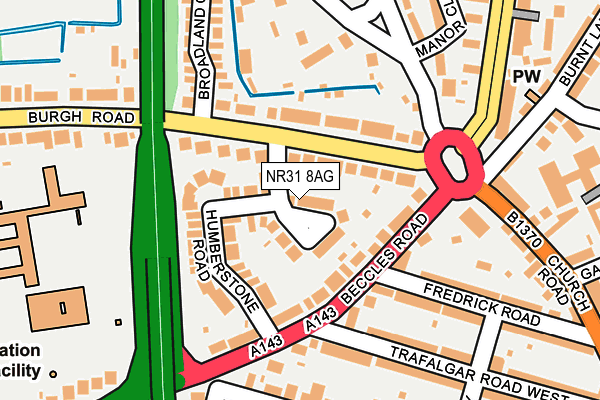 NR31 8AG map - OS OpenMap – Local (Ordnance Survey)
