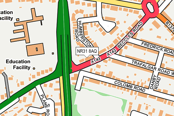 NR31 8AQ map - OS OpenMap – Local (Ordnance Survey)