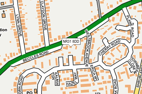 NR31 8DD map - OS OpenMap – Local (Ordnance Survey)