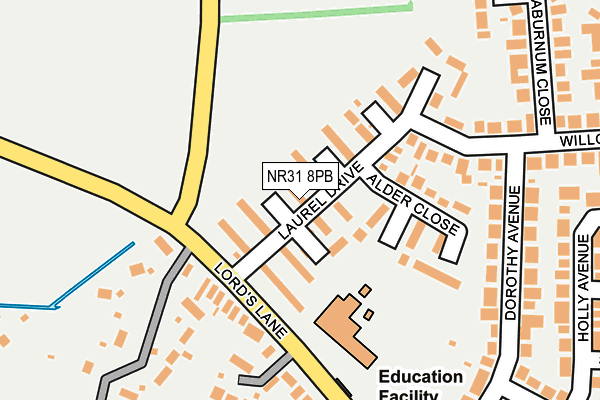 NR31 8PB map - OS OpenMap – Local (Ordnance Survey)