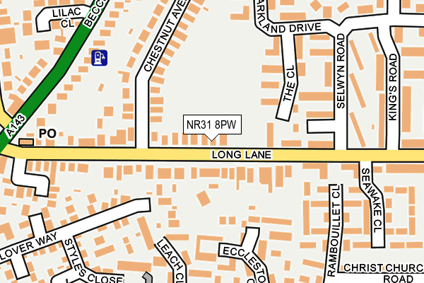 NR31 8PW map - OS OpenMap – Local (Ordnance Survey)
