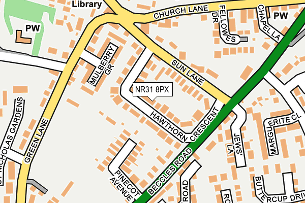 NR31 8PX map - OS OpenMap – Local (Ordnance Survey)