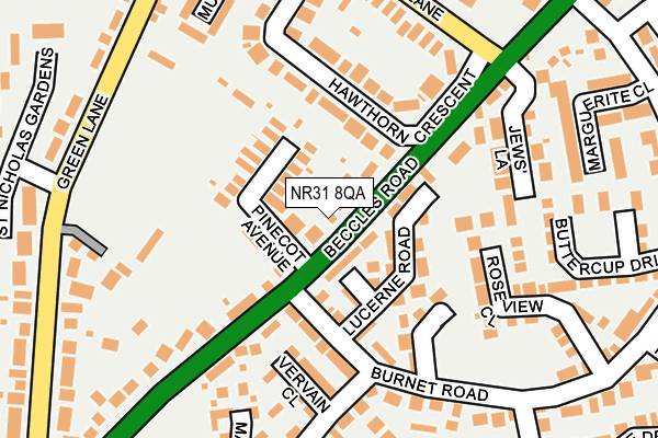 NR31 8QA map - OS OpenMap – Local (Ordnance Survey)