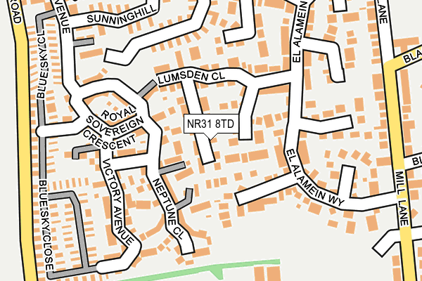 NR31 8TD map - OS OpenMap – Local (Ordnance Survey)
