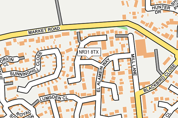 NR31 8TX map - OS OpenMap – Local (Ordnance Survey)