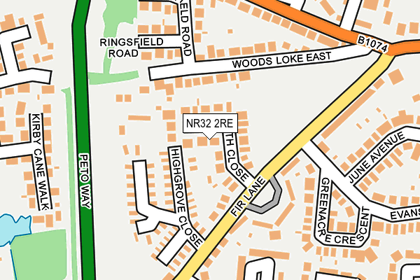 NR32 2RE map - OS OpenMap – Local (Ordnance Survey)