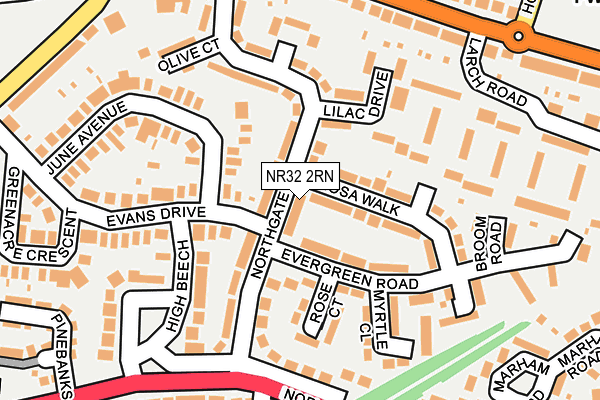 NR32 2RN map - OS OpenMap – Local (Ordnance Survey)