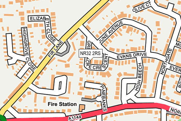 NR32 2RS map - OS OpenMap – Local (Ordnance Survey)