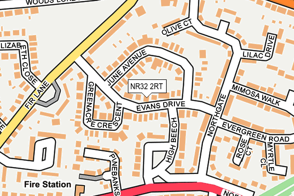 NR32 2RT map - OS OpenMap – Local (Ordnance Survey)