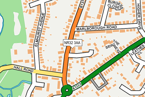 NR32 3AA map - OS OpenMap – Local (Ordnance Survey)