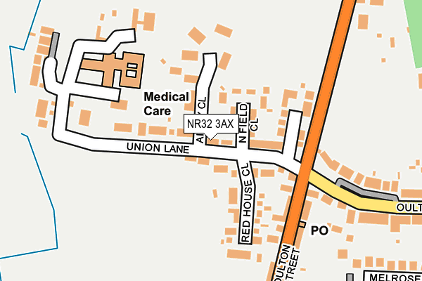 NR32 3AX map - OS OpenMap – Local (Ordnance Survey)