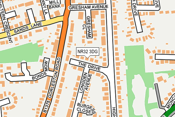 NR32 3DG map - OS OpenMap – Local (Ordnance Survey)