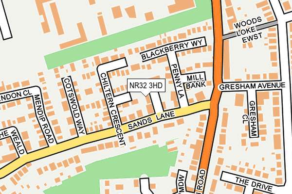 NR32 3HD map - OS OpenMap – Local (Ordnance Survey)