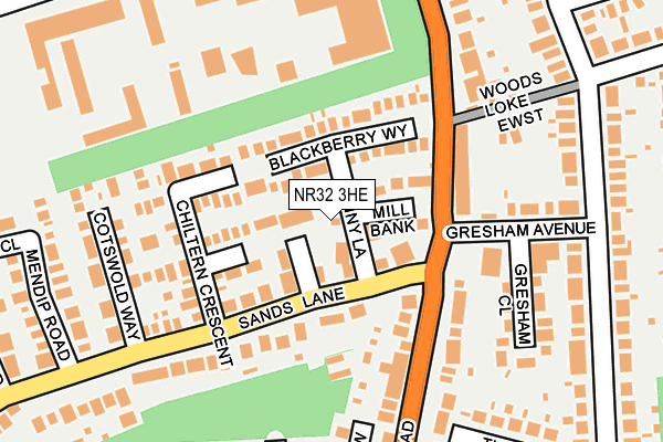 NR32 3HE map - OS OpenMap – Local (Ordnance Survey)