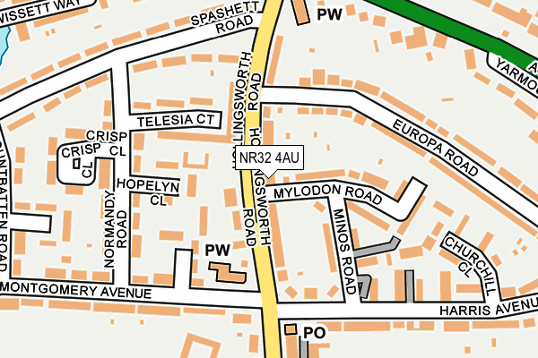 NR32 4AU map - OS OpenMap – Local (Ordnance Survey)