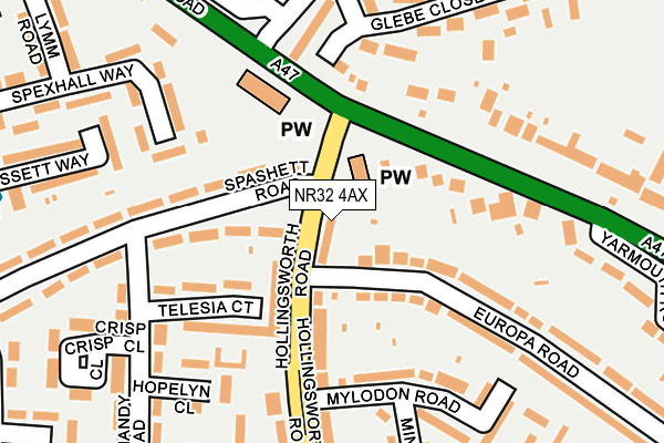 NR32 4AX map - OS OpenMap – Local (Ordnance Survey)