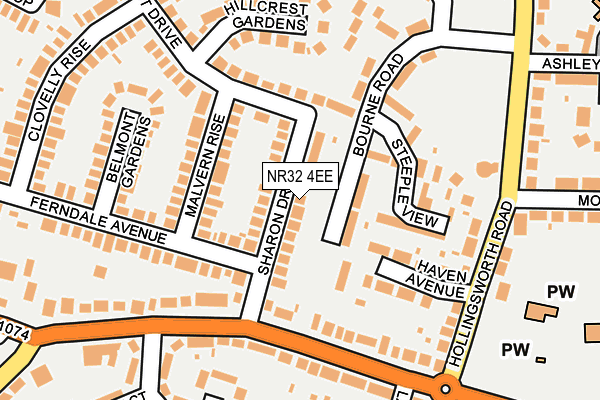 NR32 4EE map - OS OpenMap – Local (Ordnance Survey)