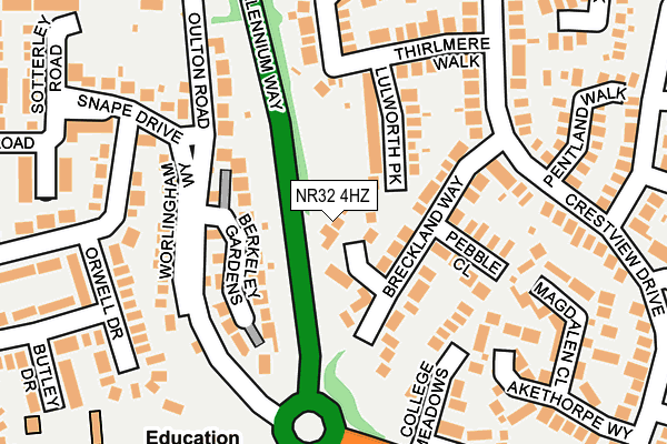 NR32 4HZ map - OS OpenMap – Local (Ordnance Survey)