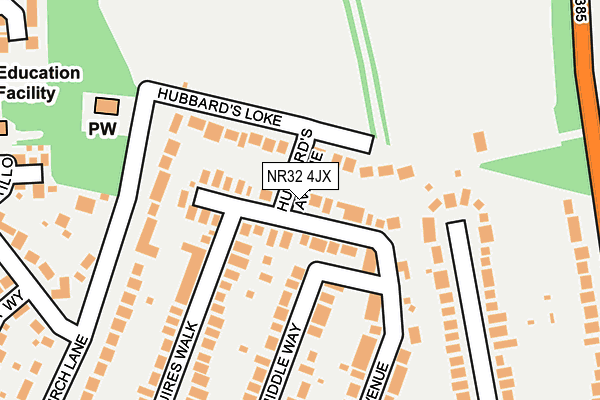 NR32 4JX map - OS OpenMap – Local (Ordnance Survey)
