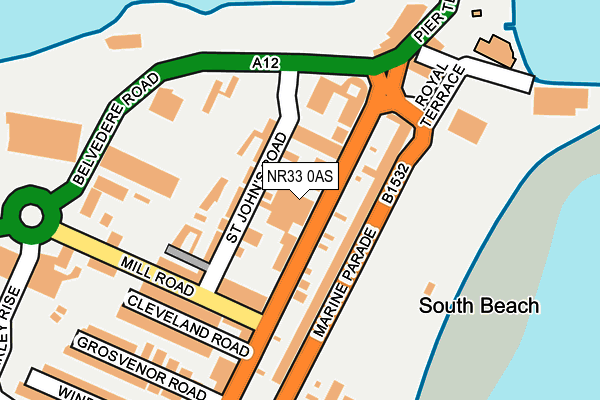 NR33 0AS map - OS OpenMap – Local (Ordnance Survey)