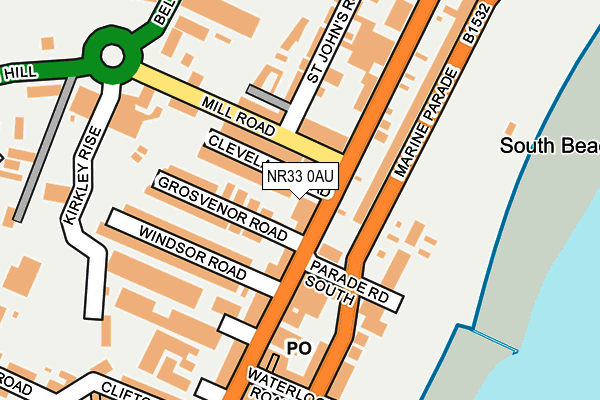 NR33 0AU map - OS OpenMap – Local (Ordnance Survey)