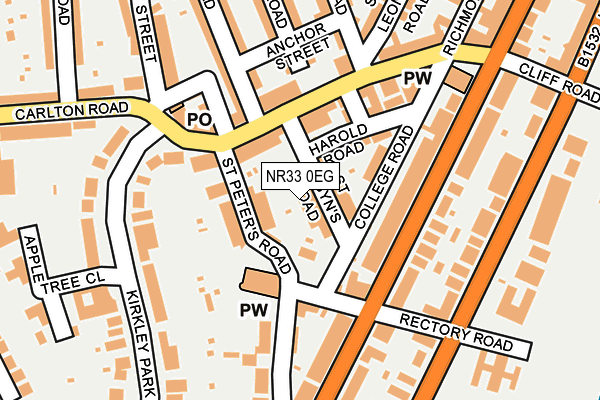 NR33 0EG map - OS OpenMap – Local (Ordnance Survey)