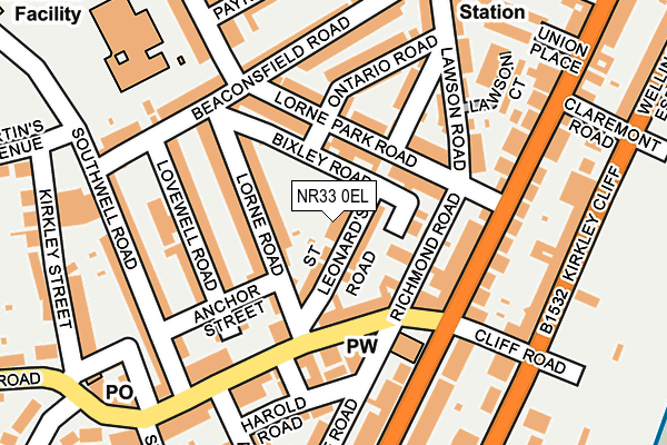 NR33 0EL map - OS OpenMap – Local (Ordnance Survey)