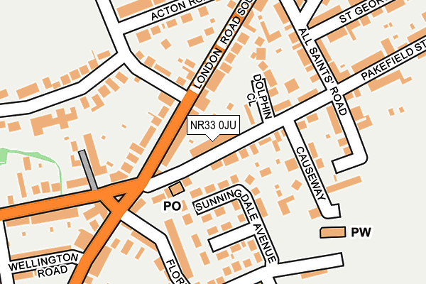 NR33 0JU map - OS OpenMap – Local (Ordnance Survey)