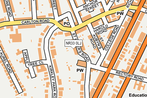 NR33 0LJ map - OS OpenMap – Local (Ordnance Survey)