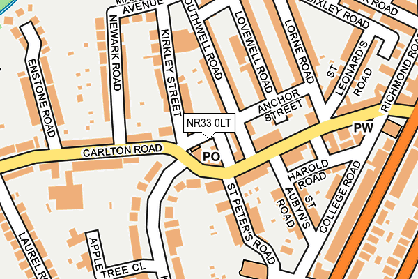 NR33 0LT map - OS OpenMap – Local (Ordnance Survey)