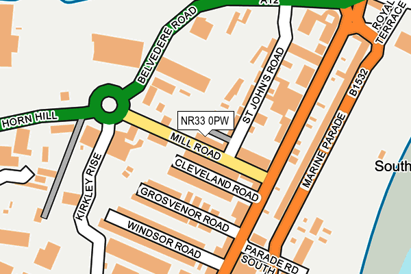 NR33 0PW map - OS OpenMap – Local (Ordnance Survey)