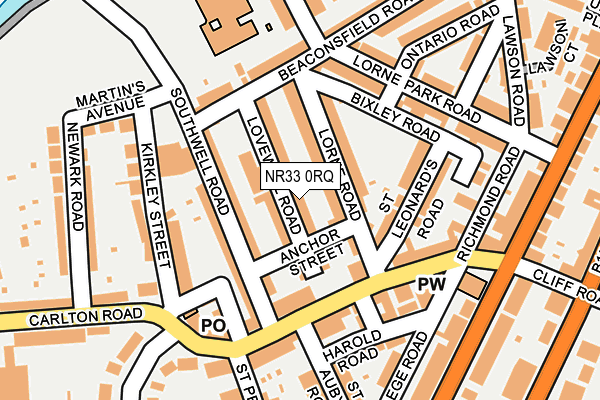 NR33 0RQ map - OS OpenMap – Local (Ordnance Survey)