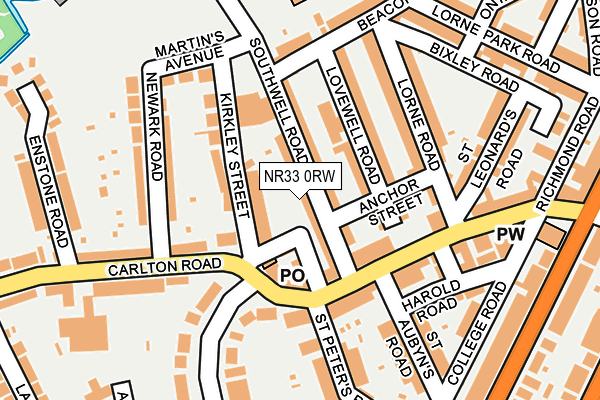 NR33 0RW map - OS OpenMap – Local (Ordnance Survey)