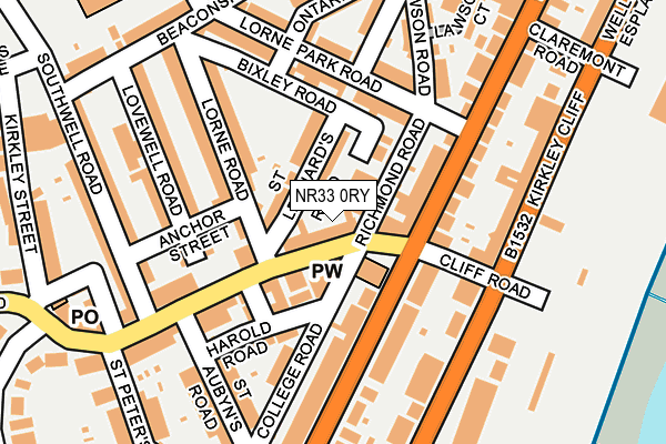 NR33 0RY map - OS OpenMap – Local (Ordnance Survey)